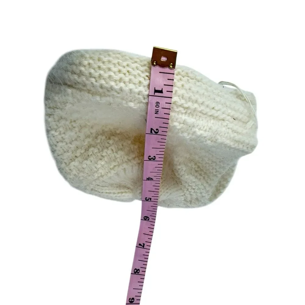 50s Brenton Looms New York Angora Wool Bonnet Baby Cream Hat Cap Vintage NWT